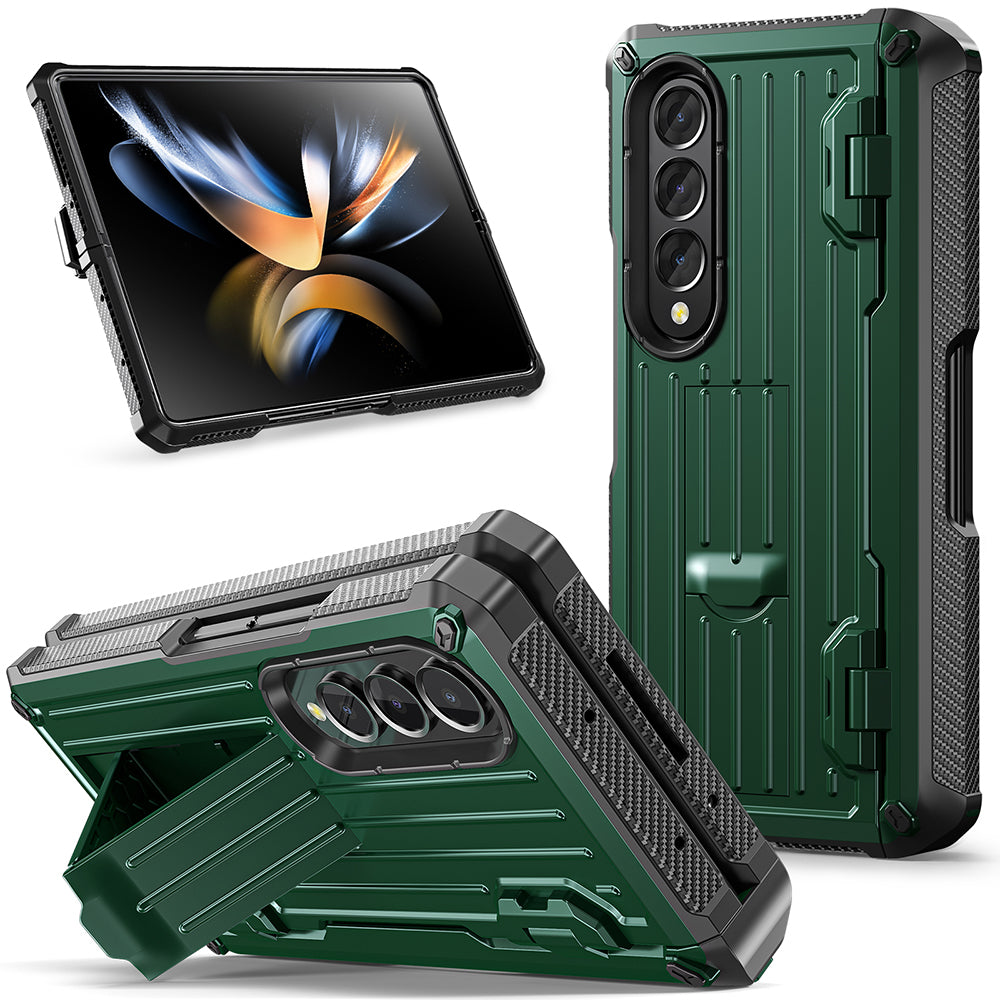 Newest Trolley Case Double-Cover Fold Mecha all-inclusive Rugged Phone Case For Galaxy Z Fold4 Fold3