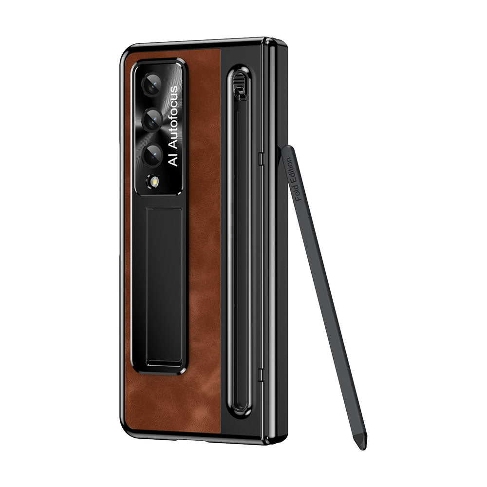 Jazz Retro Series Phone Case For Samsung Galaxy Fold5 Fold4 With Screen Protector and Stylus