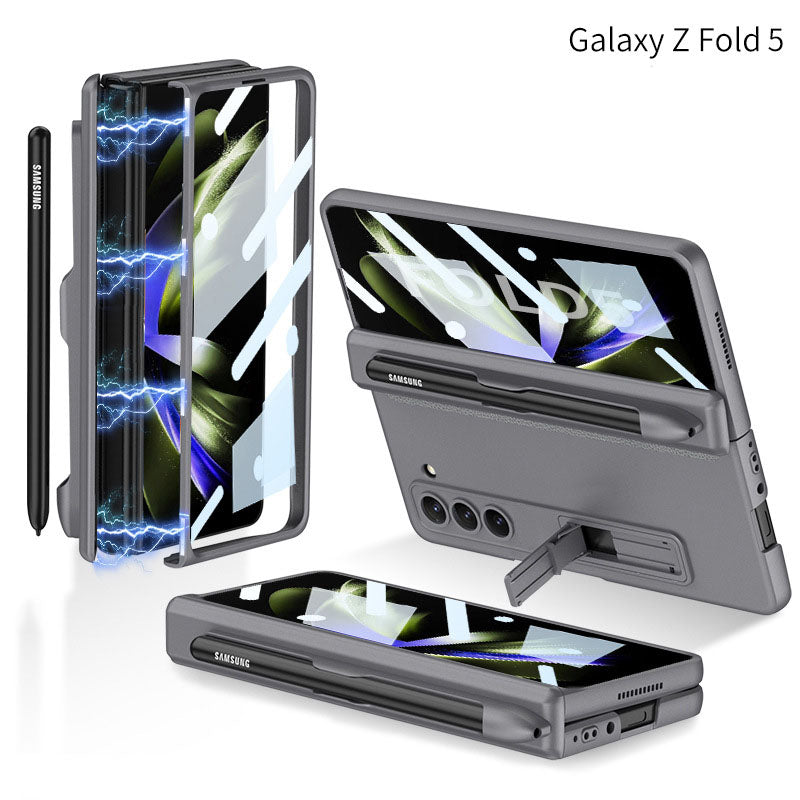 Samsung Galaxy Z Fold5 Case Full Coverage Case with Tempered Glass Protector and Pen Tray Holder - mycasety2023 Mycasety