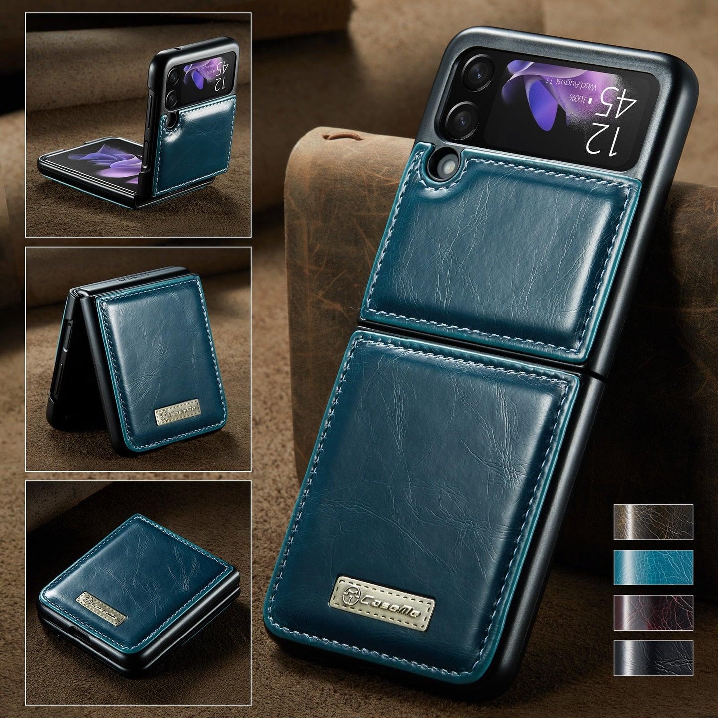 Luxury Leather Wallet Case - Samsung Galaxy Z Flip 4 3 5G - GiftJupiter