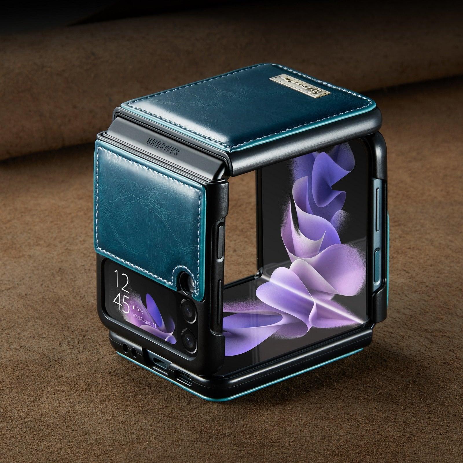 Luxury Leather Wallet Case - Samsung Galaxy Z Flip 4 3 5G - GiftJupiter