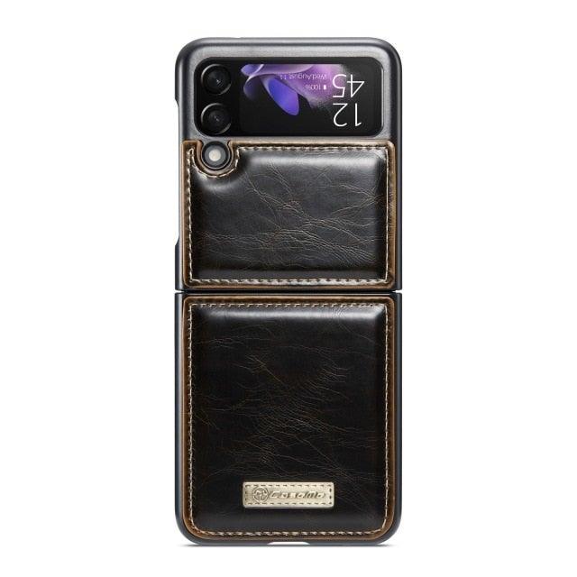 Luxury Leather Wallet Case - Samsung Galaxy Z Flip 4 3 5G - GiftJupiter